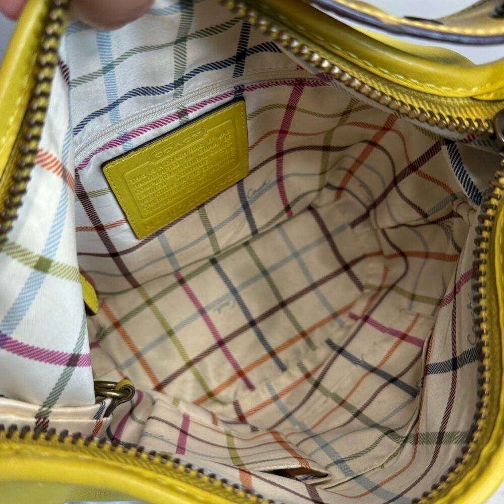 y2k COACH 2007 Bleecker 11422 Yellow Duffle Bucket Shoulder Bag Crossbodyble - Picture 10 of 12